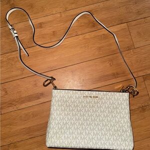 Michael Kors White and Gold Crossbody Bag